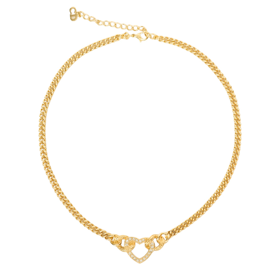 CHRISTIAN DIOR Heart Rhinestone Necklace