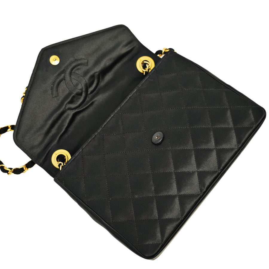 CHANEL 1986–1988 Matelassé Rhinestone Coco Mark Chain Shoulder Bag