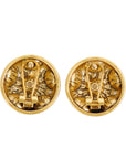 Vintage-Style Circle Motif Enamel Rhinestone Earrings