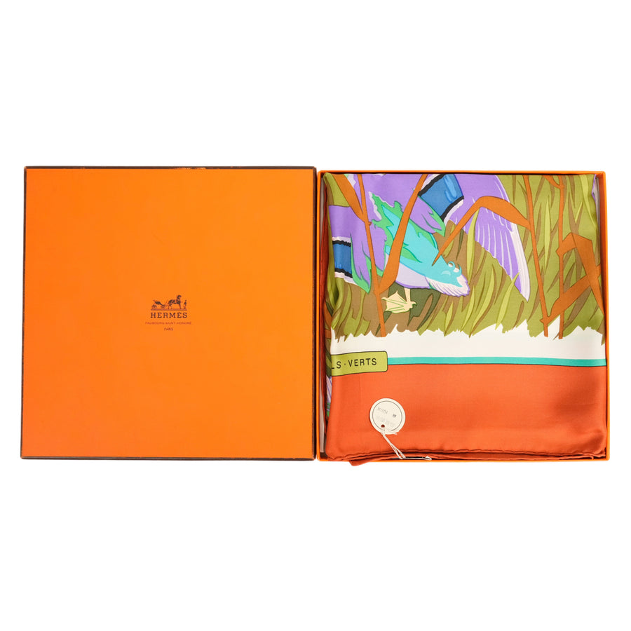 HERMES Carre 90 “Cols Verts” Mallard Scarf