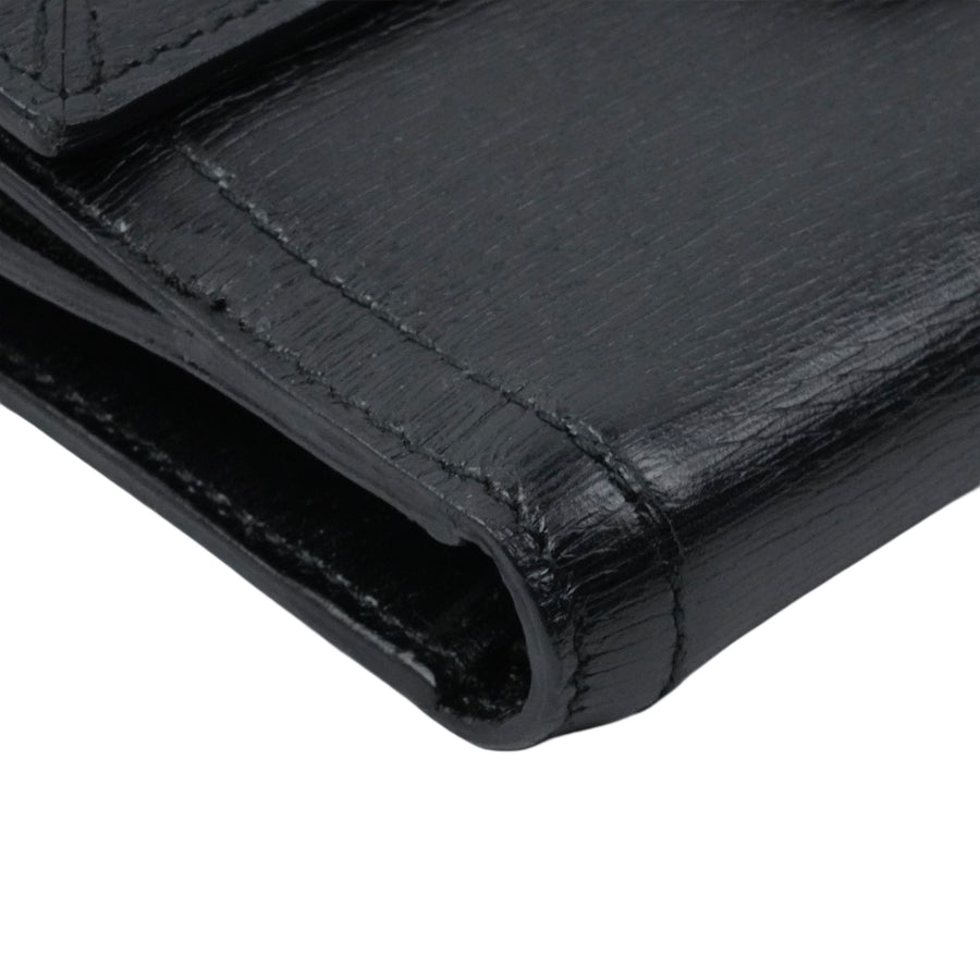 GUCCI Leather Logo W-Hook Compact Wallet