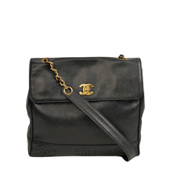 CHANEL 1996–1997 Coco Mark Caviar Leather Chain Shoulder Bag