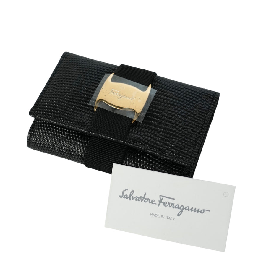 SALVATORE FERRAGAMO Lizard Pattern Vara Plate Key Case