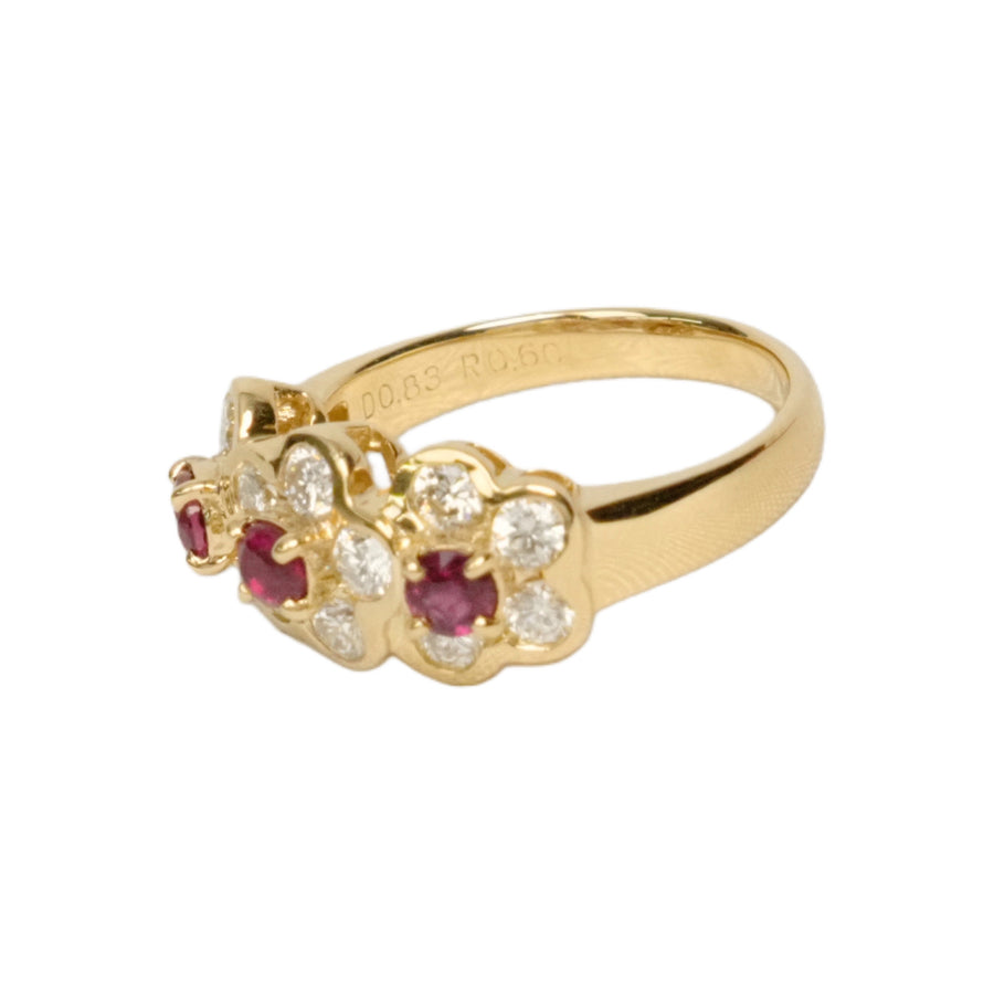 K18 Natural Ruby 0.60ct Diamond 0.83ct Ring
