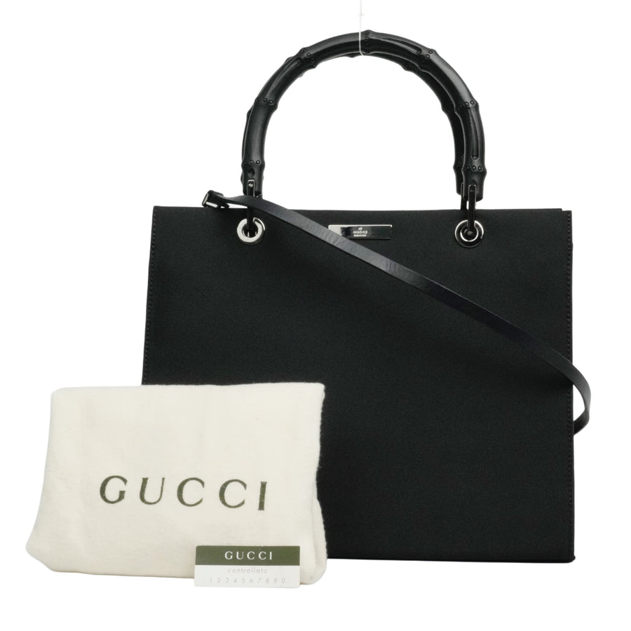 GUCCI Bamboo Nylon Canvas Tote Bag / Handbag 2Way