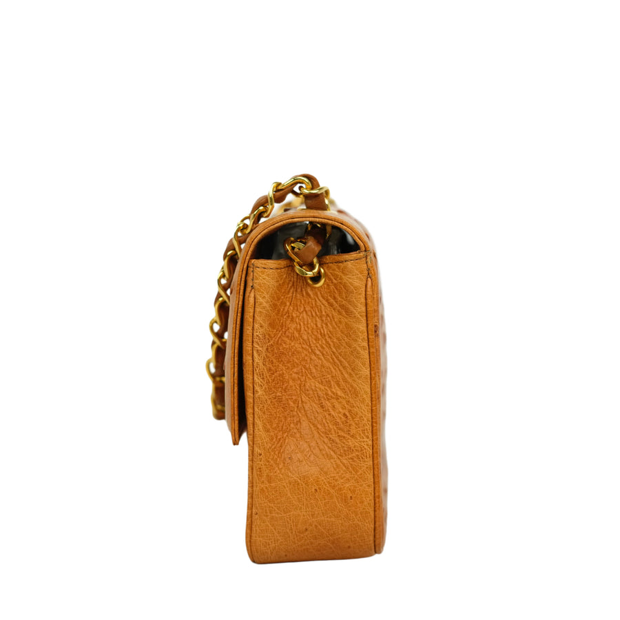CHANEL 2000–2002 Coco Mark Chain Ostrich Shoulder Bag