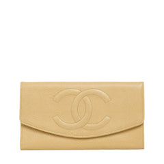 CHANEL 1997-1999 Coco Mark Caviar Skin Long Wallet