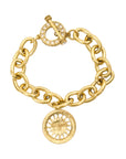 Vintage-Style Sun Motif Rhinestone Bracelet(Gold-Plated Brass)