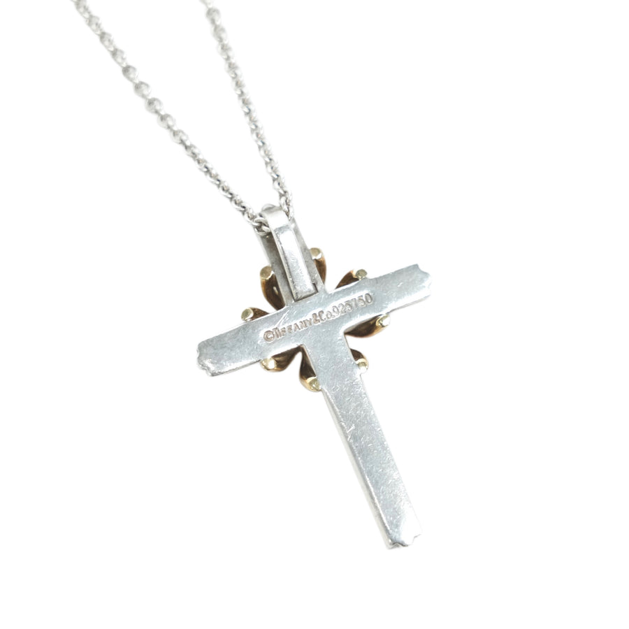 TIFFANY & CO. SV925 K18YG Signature Cross Necklace