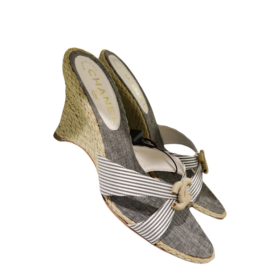 CHANEL Coco Mark Marine Mules Sandals
