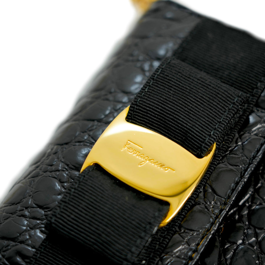 SALVATORE FERRAGAMO Vara Mini Chain Belt Bag/Shoulder Bag 2-Way