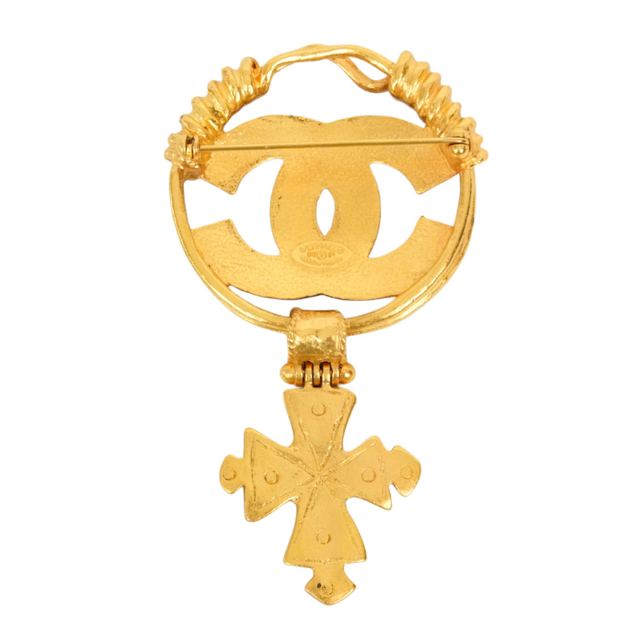 CHANEL Coco Mark Cross Motif Brooch