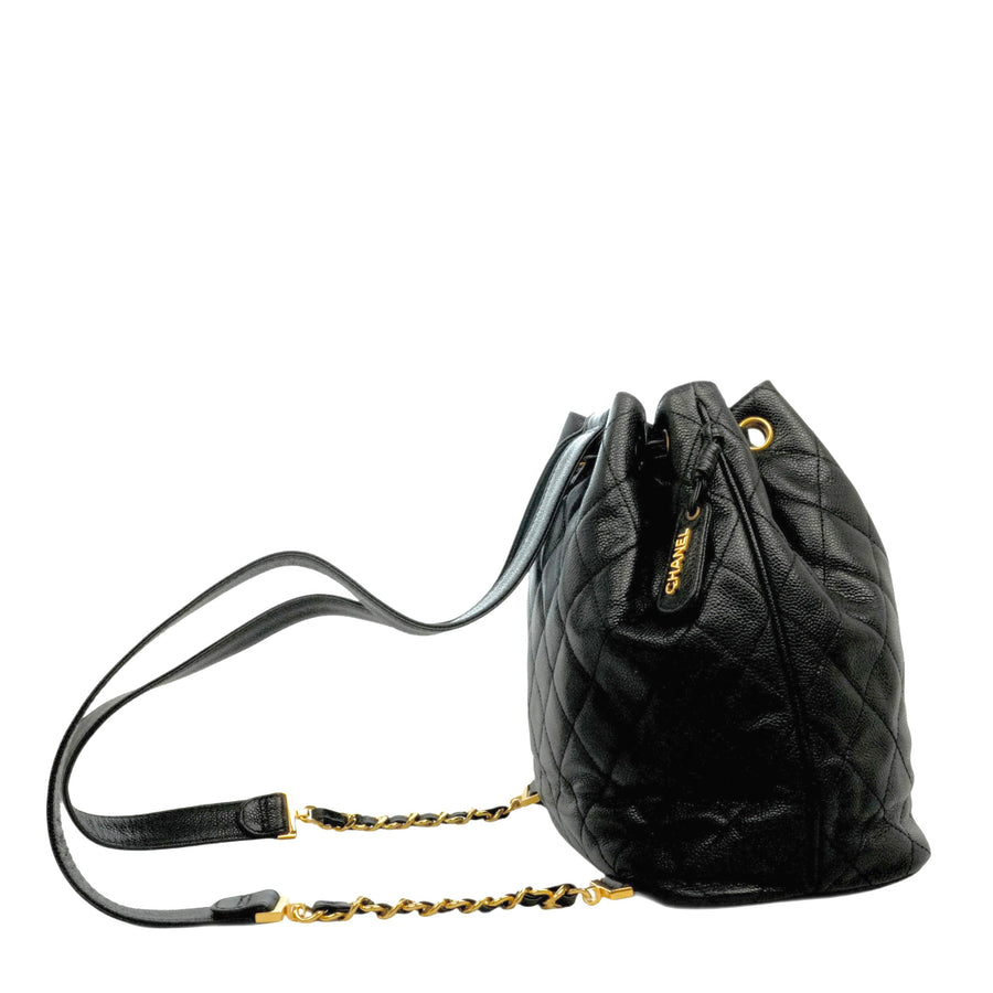 CHANEL 1994–1996 Drawstring Style Caviar Leather Backpack / Handbag