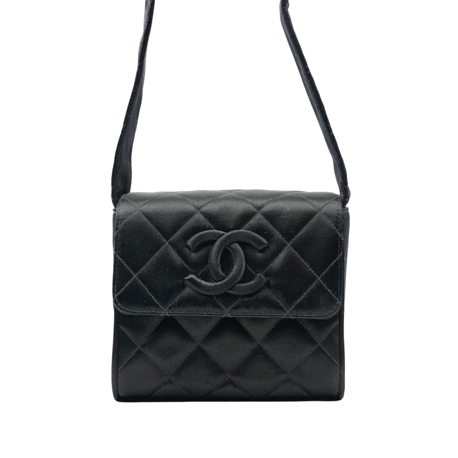 CHANEL 1991-1994 Mini MatelasseSatin Shoulder bag