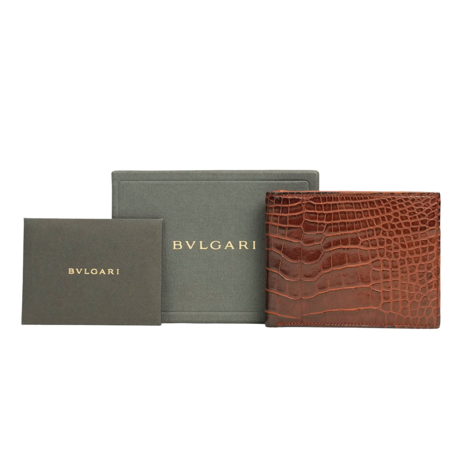 BVLGARI Crocodile Bi-Fold Wallet