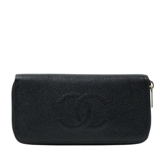 CHANEL  2003-2004 Caviar Skin Long Wallet