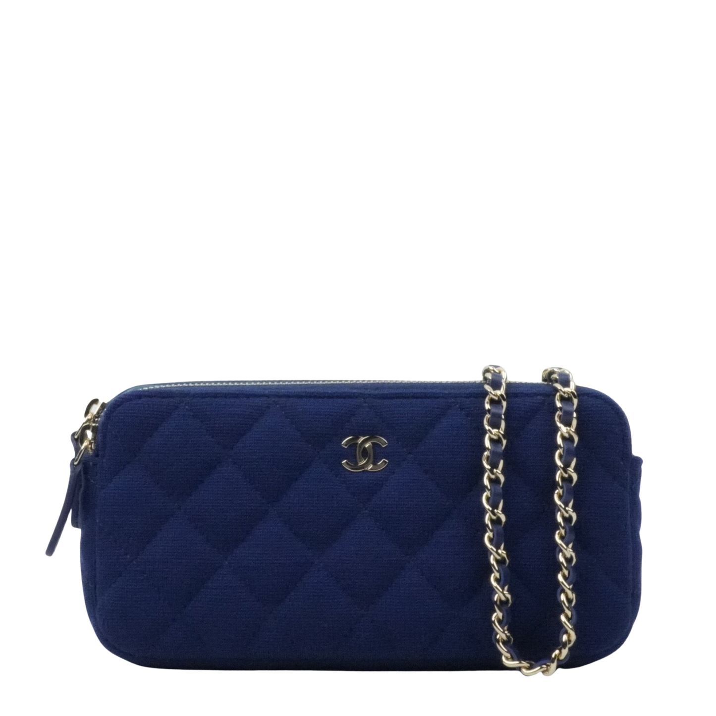 CHANEL Cotton Jersey Matelassé Chain Wallet/Mini Shoulder Bag 2Way