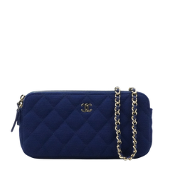 CHANEL Cotton Jersey Matelassé Chain Wallet/Mini Shoulder Bag 2Way