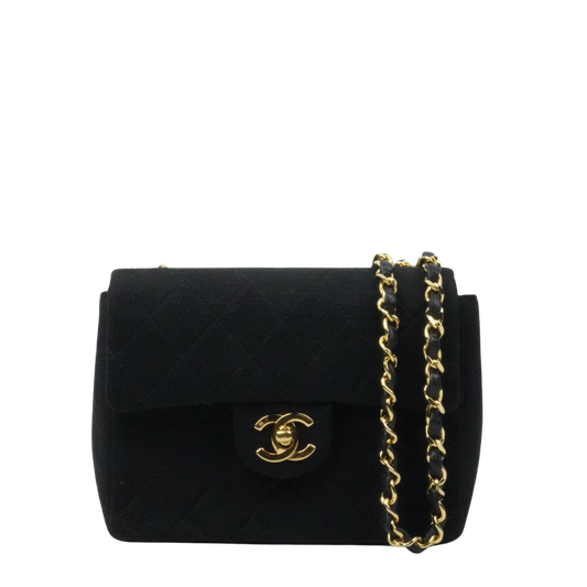 CHANEL 1986-1988 Cotton Jersey Mini Matelassé Shoulder Bag