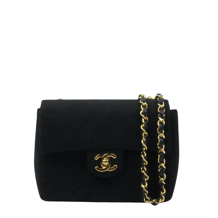 CHANEL 1986-1988 Cotton Jersey Mini Matelassé Shoulder Bag