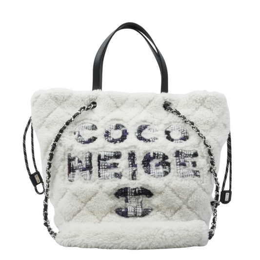 CHANEL Coco Neige Matelassé Drawstring Handbag/Shoulder Bag 2Way