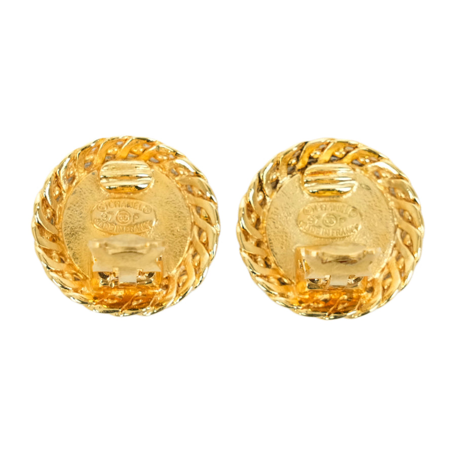 CHANEL Gold Button Earrings