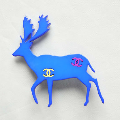 CHANEL Deer Motif Coco Mark Brooch