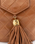 CHANEL 1989-1991 Lambskin Tassel Flap Seal Included 1st Tier W Chain Shoulder Bag