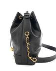 CHANEL 1994-1996 Caviar Skin Triple Coco Mark Drawstring Chain Shoulder Bag