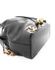 CHANEL 1994-1996 Caviar Skin Triple Coco Mark Drawstring Chain Shoulder Bag