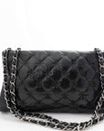 CHANEL Leather BLACK SILVER  Shoulder Bag