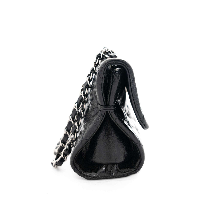 CHANEL Leather BLACK SILVER  Shoulder Bag