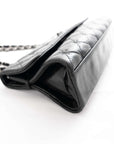 CHANEL Leather BLACK SILVER  Shoulder Bag