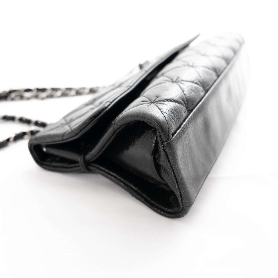 CHANEL Leather BLACK SILVER  Shoulder Bag