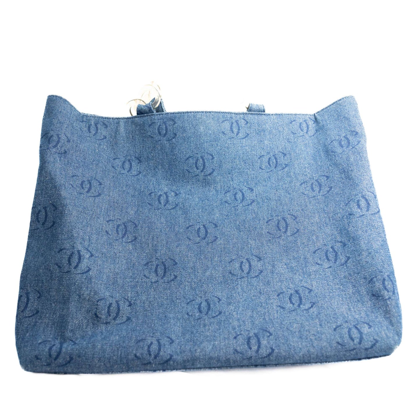 CHANEL Denim Patent with Pouch Tote Bag