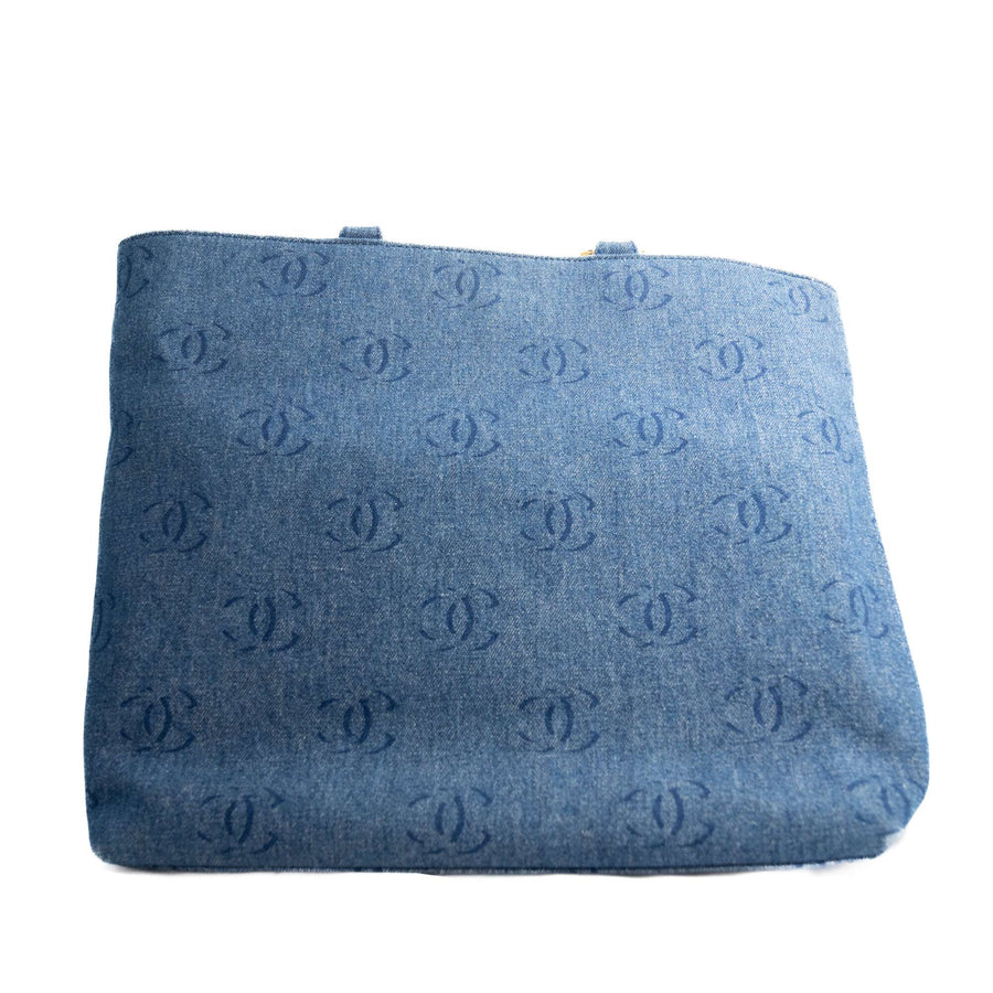 CHANEL Denim Patent with Pouch Tote Bag