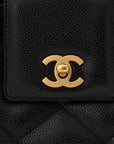 CHANEL 2000-2002 With Coco Mark Turn Lock Caviar Skin Shoulder Bag