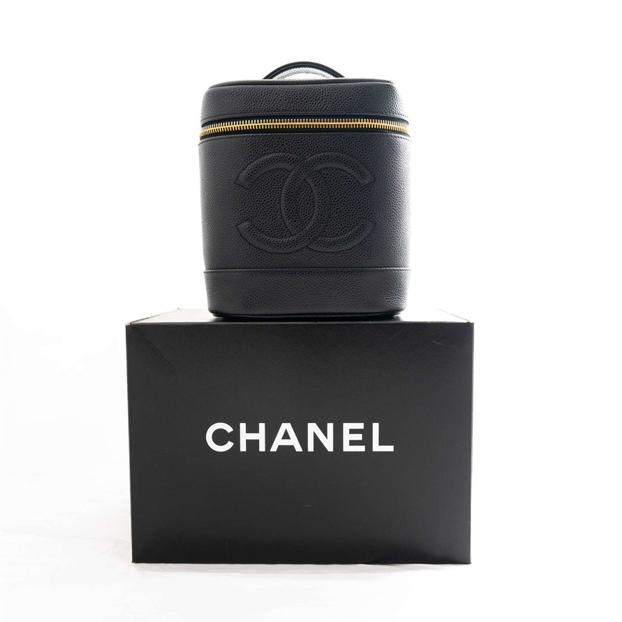 CHANEL 2000-2002 Vanity Grained Caviar Skin Handbag