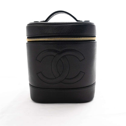 CHANEL 1996-1997 Vanity Bag Caviar Skin with Gold Hardware Handbag