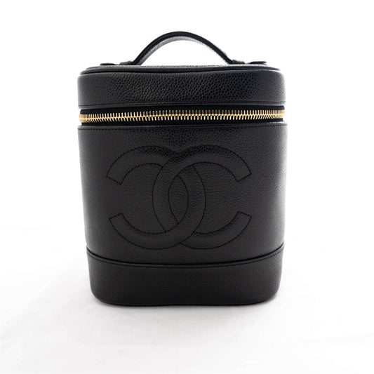 CHANEL 1996-1997 Vanity Bag Caviar Skin with Gold Hardware Handbag