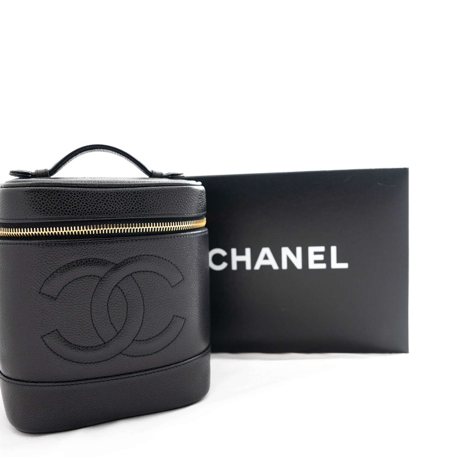 CHANEL 1996-1997 Vanity Bag Caviar Skin with Gold Hardware Handbag