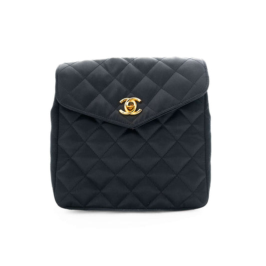 CHANEL 1986-1988 Matelassé Satin Shoulder Bag