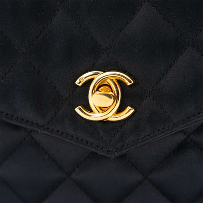 CHANEL 1986-1988 Matelassé Satin Shoulder Bag