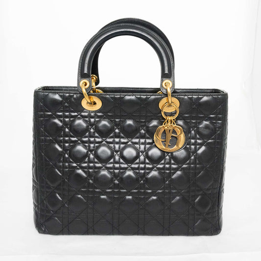 CHRISTIAN DIOR Lady Dior Lambskin Handbag/Shoulder Bag 2Way