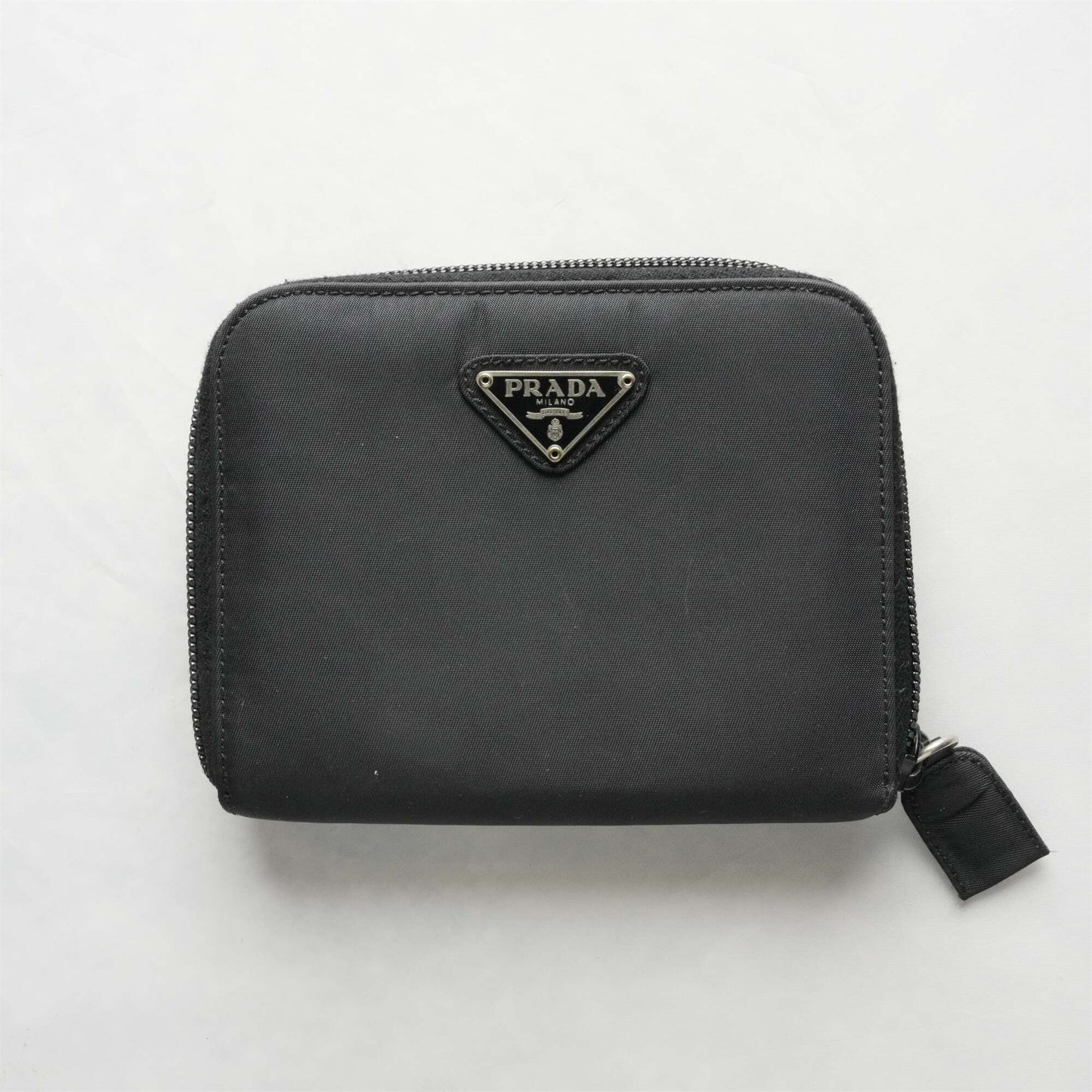 PRADA Nylon Round Zip Compact Wallet