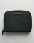 PRADA Nylon Round Zip Compact Wallet