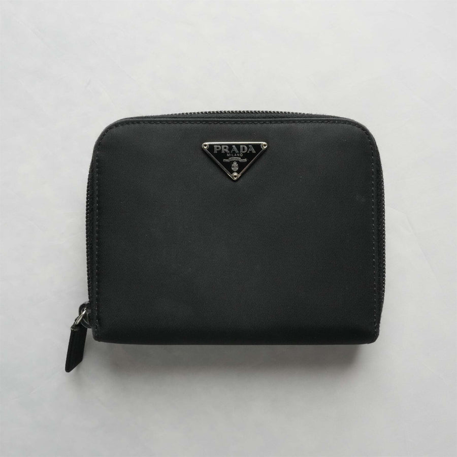 PRADA Nylon Round Zip Compact Wallet