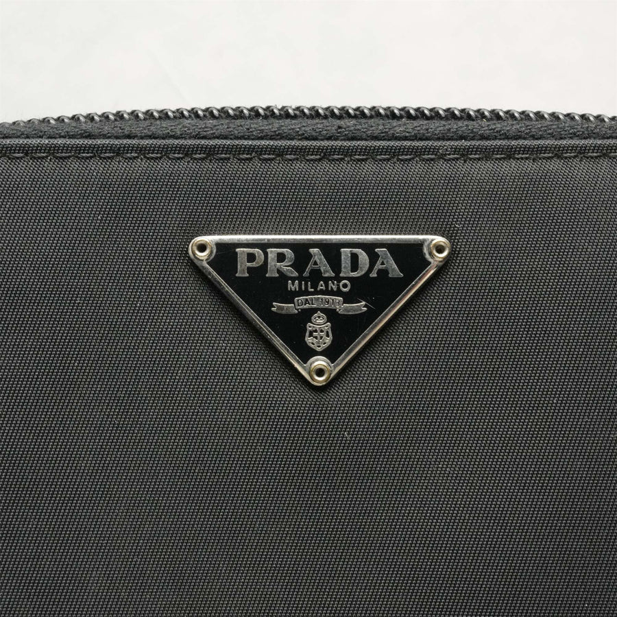 PRADA Nylon Round Zip Compact Wallet